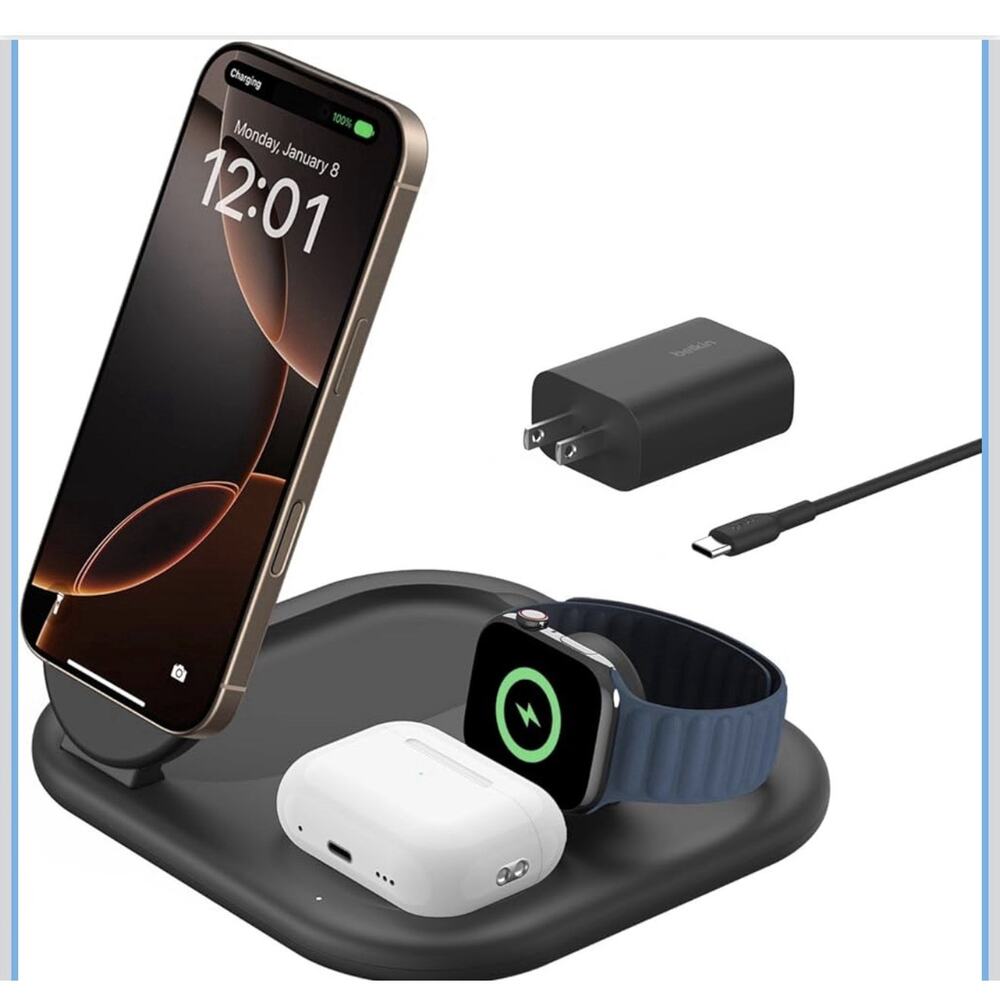 Belkin 3-in-1 MagSafe-Compatible iPhone Charger - Foldable Magnetic